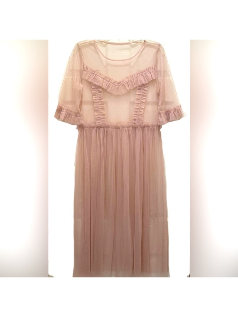Sheer Ruffle midi Dress